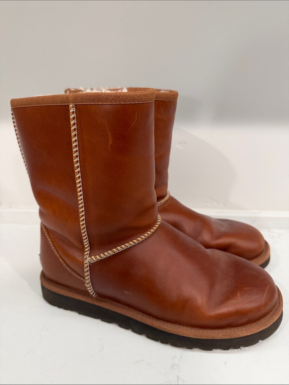UGG Tall Classic Leather Boots in Chestnut